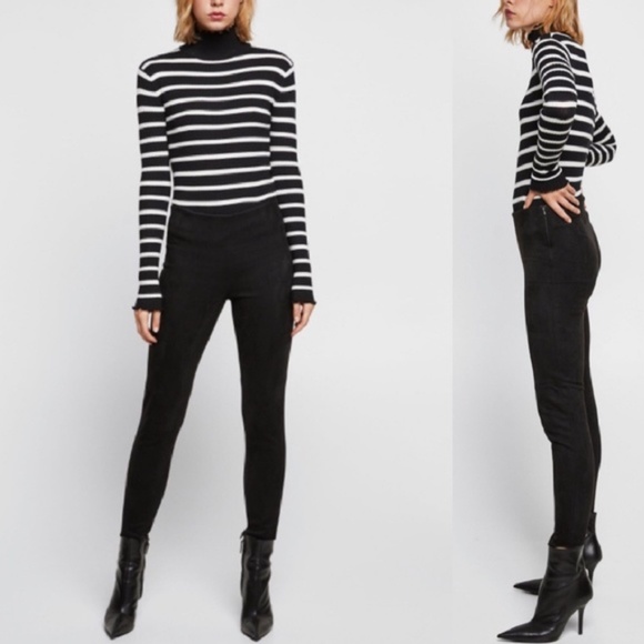 Zara Basic Black Suede Skinny Pants XS - Picture 2 of 9